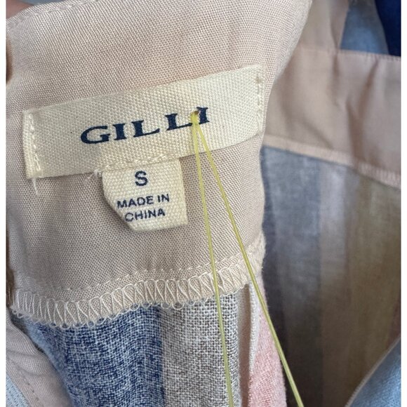 Gilli Striped Linen Blend Tie Back Midi Dress S - Picture 5 of 6